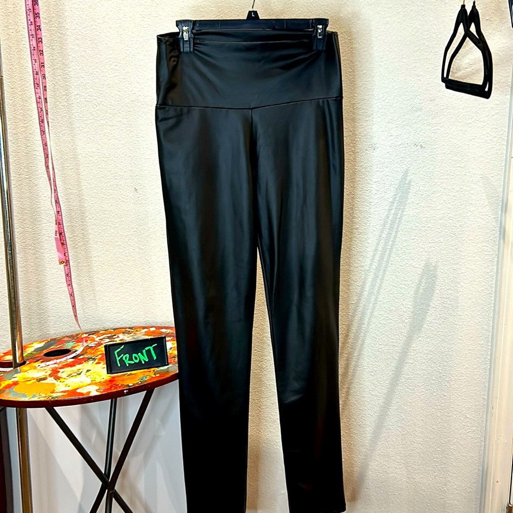 CY fashion - high waisted faux leather skinny black pants - Size Lā